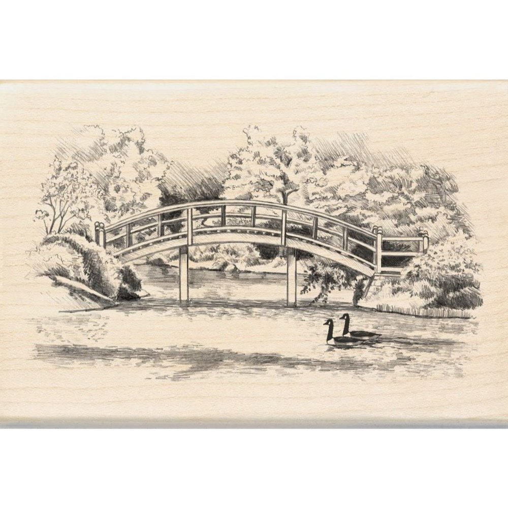 Inkadinkado Walking Bridge Wood Stamp NWT Crafts Scrapbooking